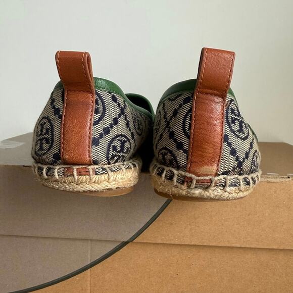Tory Burch T Monogram Navy Blue/Green Espadrilles Women Flats - W 7.5 - Picture 6 of 13